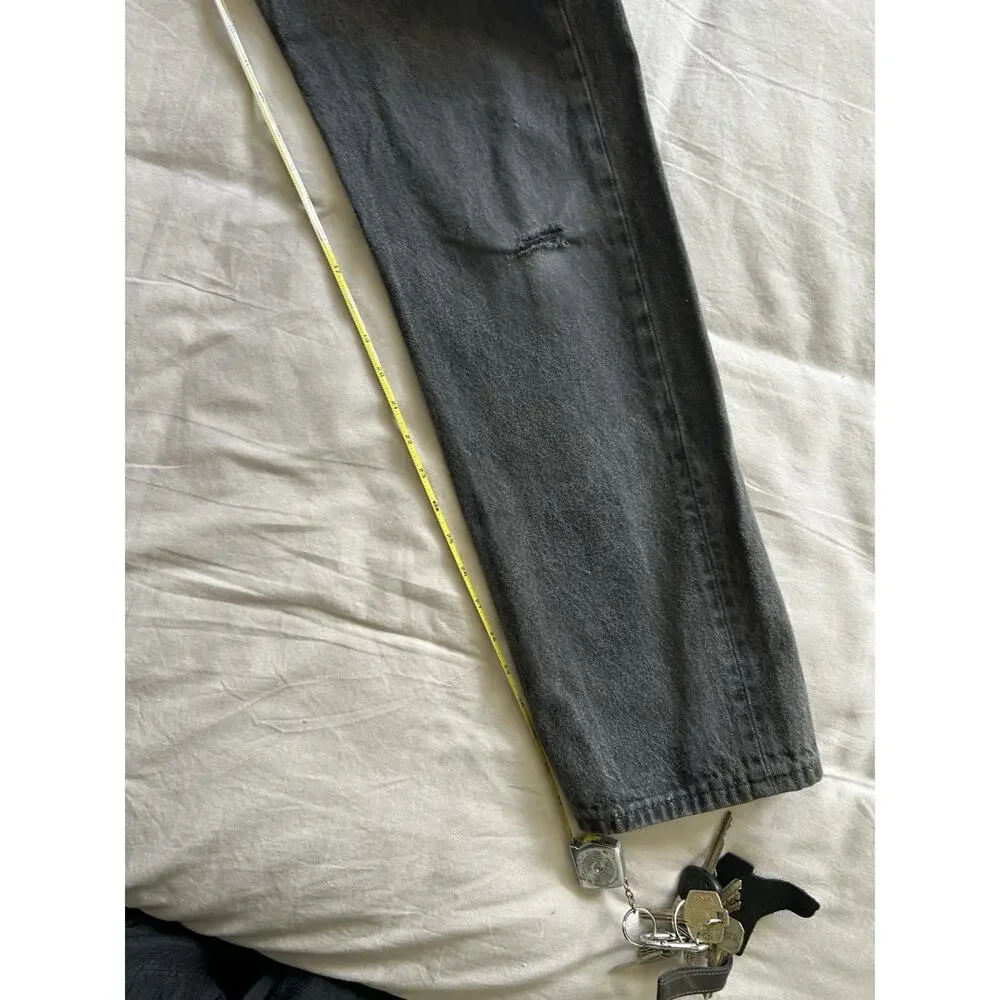 Vintage Levi’s 501 Jeans USA Made Black Denim Measures 30x34 Distressed Faded 95